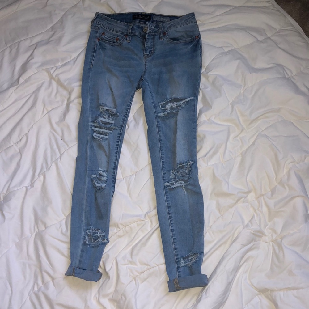 aeropostale light ripped jeans